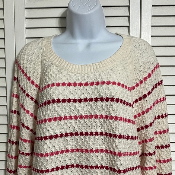 LOFT Red and Pink Striped Sweater - Picture 6 of 9